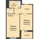 2 комнатная квартира 44,76 м² в ЖК Оникс, дом Литер 4 - планировка