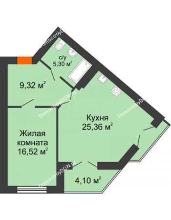 1 комнатная квартира 58,55 м² в ЖК Измаильский парк, дом № 3