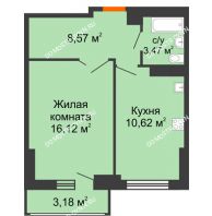 1 комнатная квартира 40,37 м², ЖК Орбита - планировка
