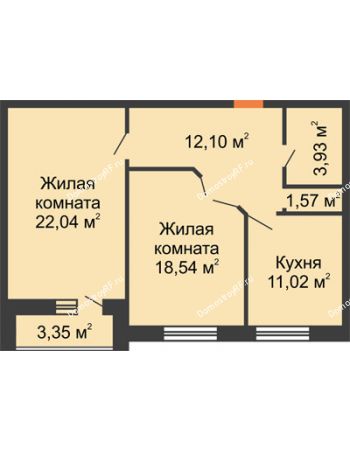 2 комнатная квартира 70,87 м² - ЖК Парк Металлургов