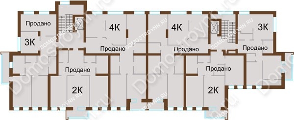 Новостройка в Нижегородском районе по адресу: г. Нижний Новгород, ул. Новая, д. 8 - планировка 6 этажа