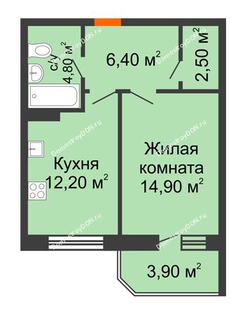 1 комнатная квартира 42 м² в ЖК Звездный-2, дом № 1
