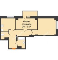 2 комнатная квартира 58,15 м² в ЖК Сокол Градъ, дом Литер 1 - планировка