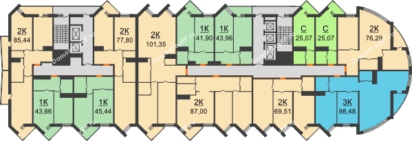 Планировка 3 этажа в доме Литер 9 в ЖК Империал