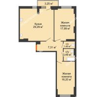 2 комнатная квартира 77,39 м², ЖК Орбита - планировка