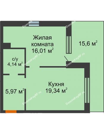 1 комнатная квартира 50,14 м² в Жилой Район Никольский, дом ГП-54
