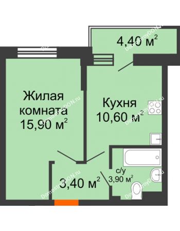 1 комнатная квартира 36 м² в ЖК Династия, дом Литер 2