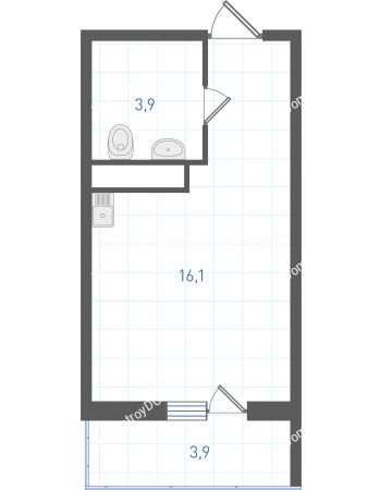 Студия 21,2 м² в ЖК Левенцовка парк, дом Корпус 8-12.1