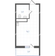 Студия 21,5 м² в ЖК Левенцовка парк, дом Корпус 8-12.1 - планировка