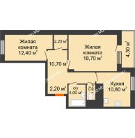 2 комнатная квартира 64,55 м² в ЖК Корица, дом № 1 - планировка