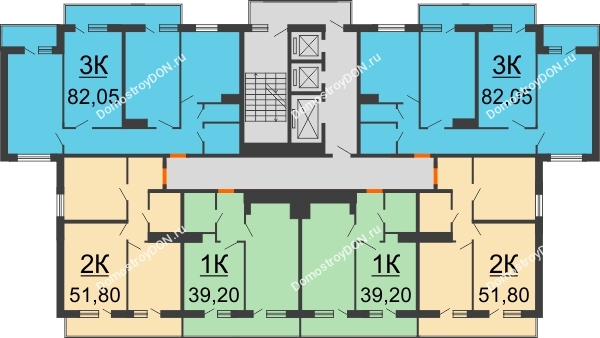 Планировка 18 этажа в доме Литер 2, 3 этап в ЖК SkyPark (Скайпарк)