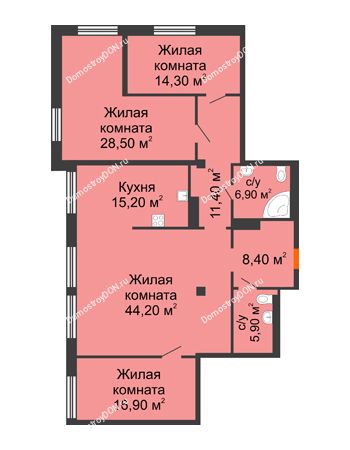 4 комнатная квартира 147,6 м² - ЖК Богатяновский