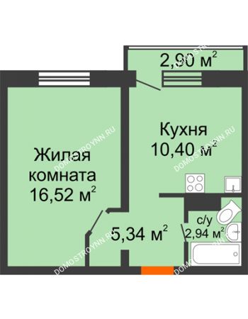 1 комнатная квартира 36,07 м² в ЖК Корабли, дом № 9-1