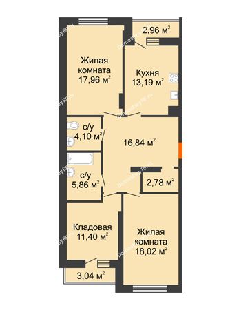2 комнатная квартира 93,15 м² - ЖК НЕБО на Ленинском, 215В