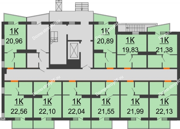 Планировка 1 этажа в доме 2 очередь (секция 4) в ЖК Волна-1