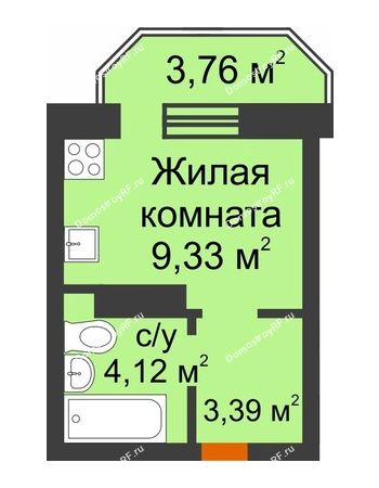 Студия 17,97 м² в ЖК Светлоград, дом Литер 16