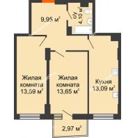 2 комнатная квартира 55,22 м² в ЖК Город у реки, дом Литер 7 - планировка