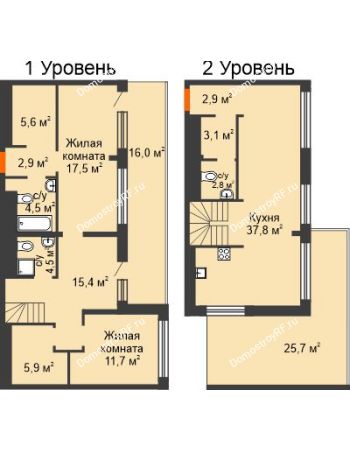2 комнатная квартира 154,7 м² в ЖК Октябрьский, дом ГП-1