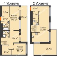 2 комнатная квартира 154,7 м² в ЖК Октябрьский, дом ГП-1 - планировка