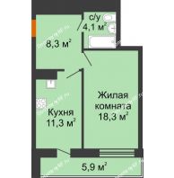 1 комнатная квартира 42,5 м² в ЖК GRAFF HOUSE (ЖК ГРАФ ХАУС), дом Секция 1А - планировка