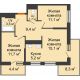 2 комнатная квартира 61,5 м² в ЖК Отражение, дом Литер 2.2 - планировка