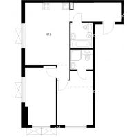 2 комнатная квартира 57,3 м² в ЖК Савин парк, дом корпус 8 - планировка