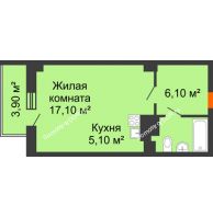 Студия 32,93 м² в ЖК Сокол Градъ, дом Литер 3 - планировка