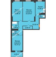 3 комнатная квартира 96,68 м² в ЖК Сокол на Оганова, дом Литер 4 - планировка