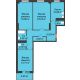 3 комнатная квартира 96,68 м² в ЖК Сокол на Оганова, дом Литер 4 - планировка