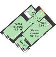 1 комнатная квартира 42,14 м² в ЖК Дом на Набережной, дом № 1 - планировка