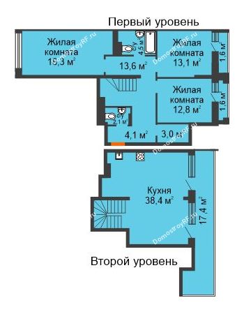 3 комнатная квартира 132,5 м² в ЖК Октябрьский, дом ГП-4