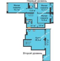 3 комнатная квартира 132,5 м² в ЖК Октябрьский, дом ГП-4 - планировка