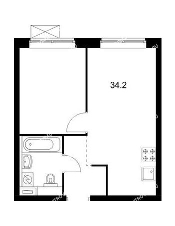 1 комнатная квартира 34,2 м² в ЖК Савин парк, дом корпус 2
