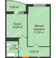 1 комнатная квартира 41,5 м² в ЖК Fresh (ЖК Фреш), дом Литер 2 - планировка