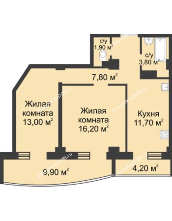 2 комнатная квартира 68,53 м² - ЖК Крепостной вал