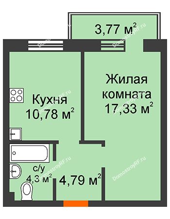 1 комнатная квартира 38,33 м² в ЖК Норма, дом № 1, блок секции №4, №5