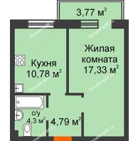 1 комнатная квартира 38,33 м² в ЖК Норма, дом № 1, блок секции №4, №5 - планировка