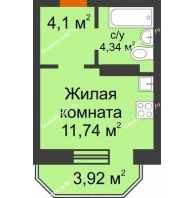 Студия 21,36 м² в ЖК Светлоград, дом Литер 15 - планировка