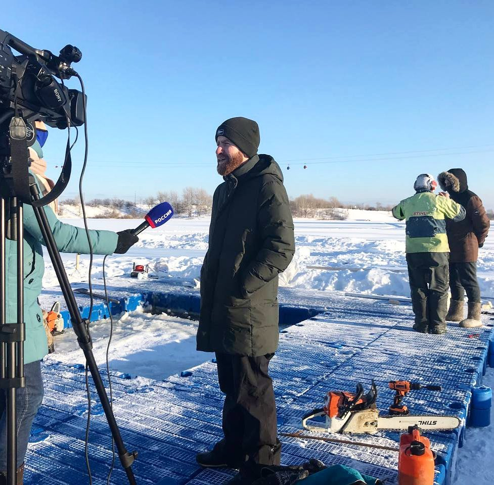 Купель с понтонной системой установили на Гребном канале в Нижнем Новгороде  в январе 2021