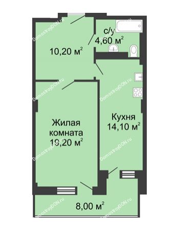 1 комнатная квартира 52,1 м² - ЖК Дом на Береговой