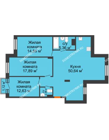 3 комнатная квартира 104,1 м² - ЖК Шаляпин