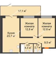 2 комнатная квартира 83,28 м² в ЖК Андерсен парк, дом ГП-5 - планировка