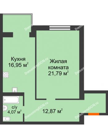1 комнатная квартира 55,68 м² - ЖК Зеленый квартал 2