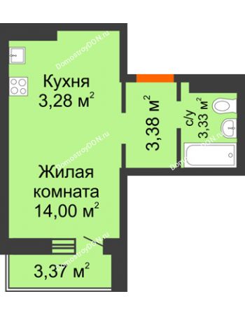 Студия 25,67 м² в ЖК Суворовский, дом Литер 29, Участок 120