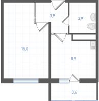1 комнатная квартира 33 м² в ЖК Левенцовка парк, дом Корпус 8-12.1 - планировка