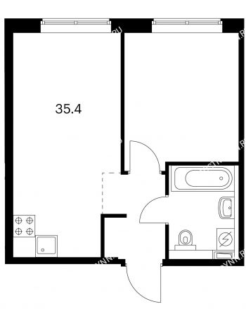 1 комнатная квартира 35,4 м² в ЖК Савин парк, дом корпус 1
