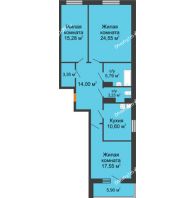 3 комнатная квартира 97,3 м² в ЖК Сокол на Оганова, дом Литер 6 - планировка