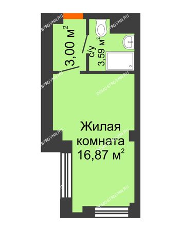 Студия 23,46 м² - Апартаменты Бирюза в Гордеевке