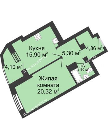 1 комнатная квартира 54,28 м² - ЖК Юбилейный