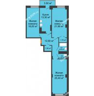 3 комнатная квартира 101,52 м² в ЖК Сокол Градъ, дом Литер 3 - планировка